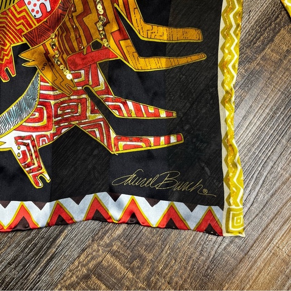 Laurel Burch Silk Scarf Native Horses With Sequins Black 53”x10” - Picture 6 of 11